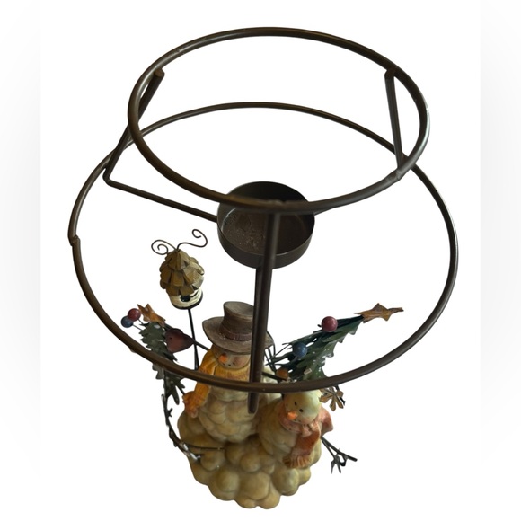 Snowman Christmas tea light votive candle holder lamp folk style snowman - Picture 12 of 13